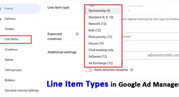 Line Item Types in Google Ad Manager (GAM)
